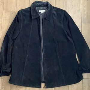 Coldwater Creek Black Suede Zip Jacket 1X